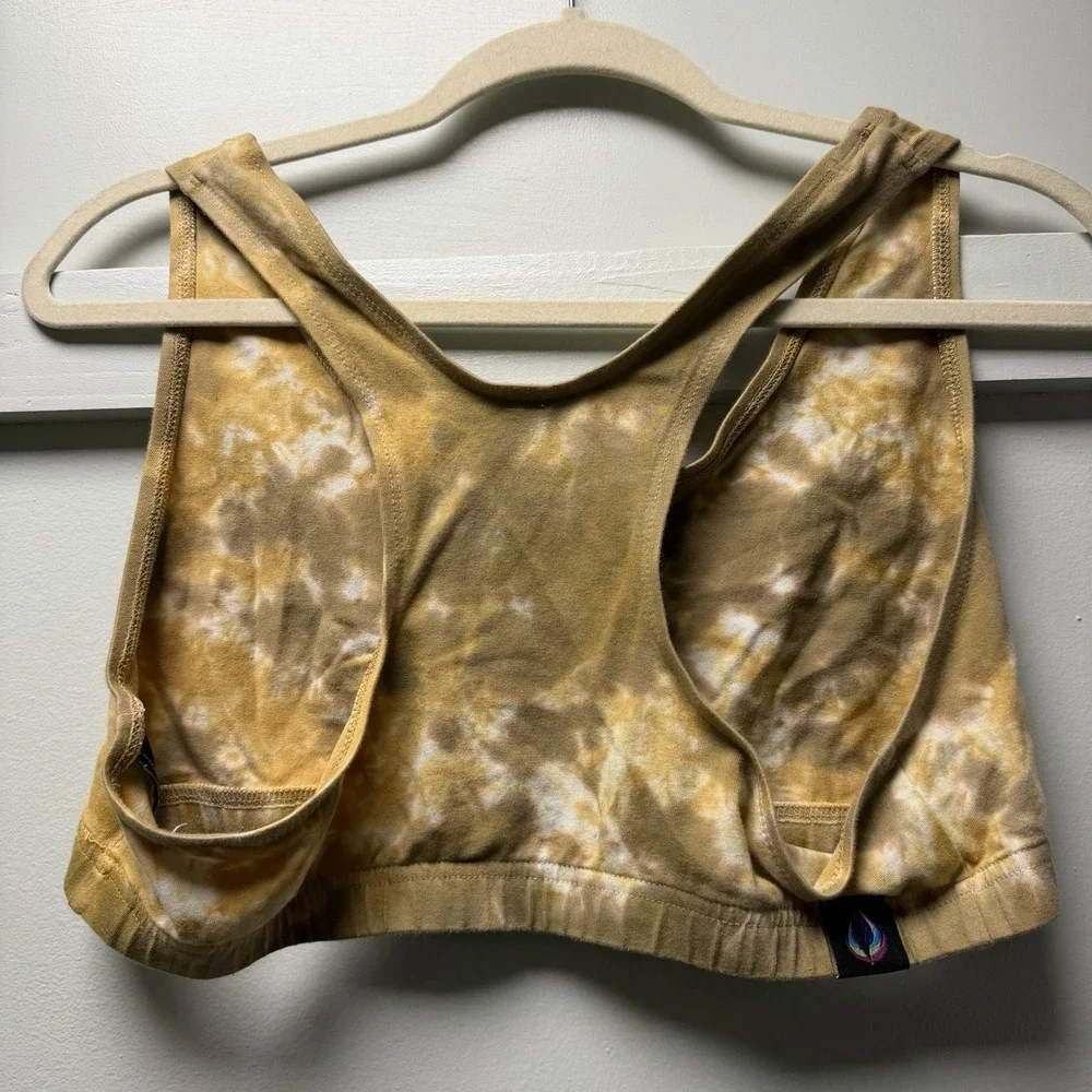 Aquadelics Tie Dye Y2K Desert Hippie Boho Grunge Earthy Mustard Sz XL Sports Bra - Picture 3 of 10